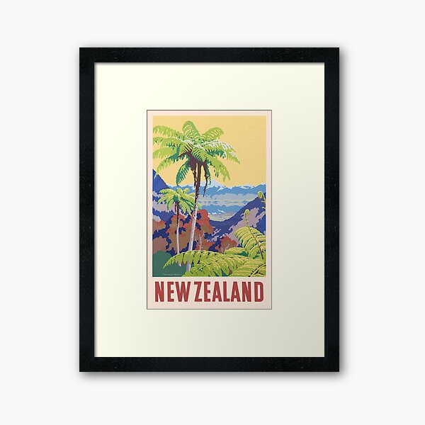 Vintage New Zealand Print Framed Art Print