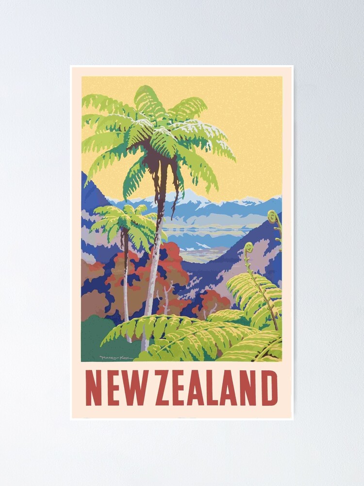 taxa ingen forbindelse Accord Vintage New Zealand Print" Poster for Sale by Go-Postal | Redbubble