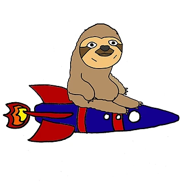 Artwork thumbnail, Cool Funky Sloth Riding Rocketship Cartoon by Nature's Fancy
