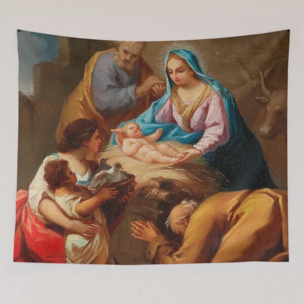 Item preview, Adoration of the Shepherds | Spanish Art | 18th Century Renaissance Gospel Biblical Art designed and sold by CJET.