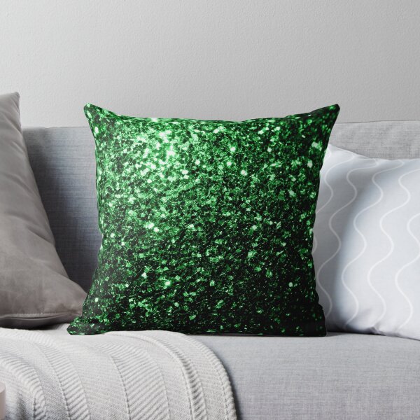 Beautiful Glamour Dark Green glitter sparkles Throw Pillow