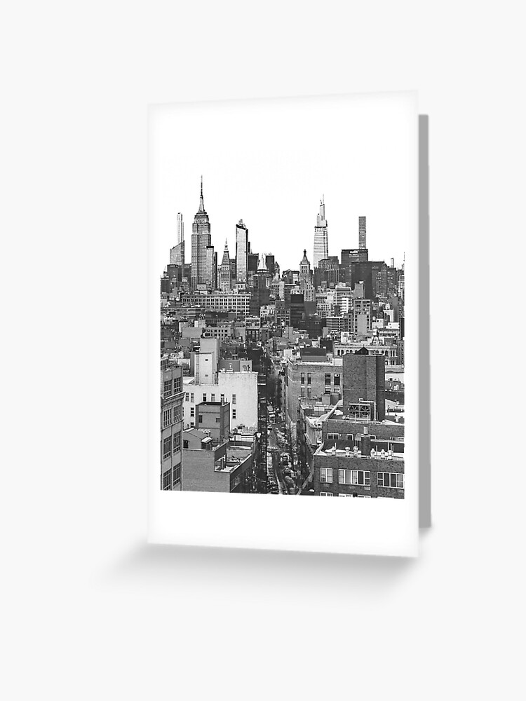 New York City NYC Skyline Midtown Manhattan at Night Black and White  Greeting Card