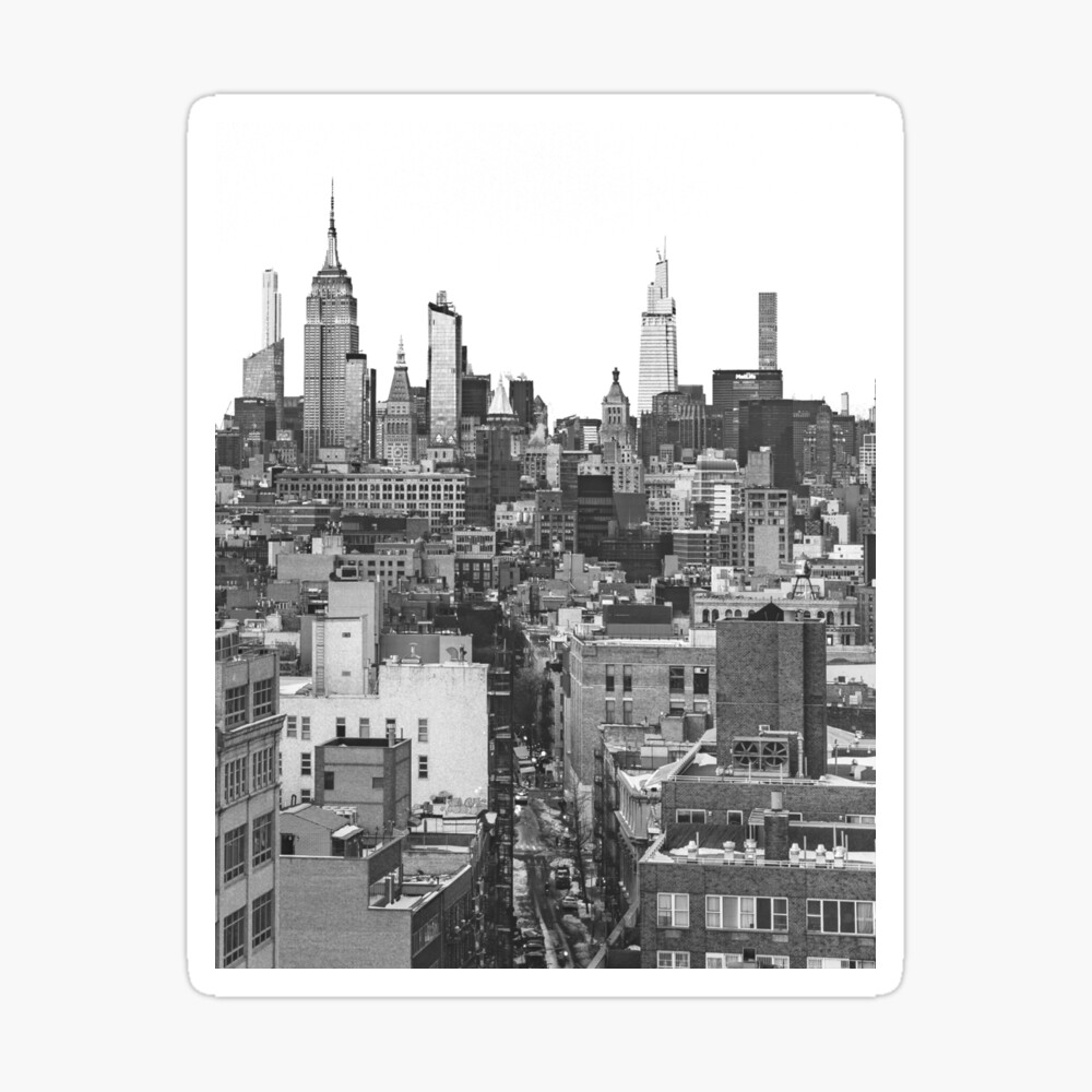 New York City NYC Skyline Midtown Manhattan at Night Black and White  Greeting Card