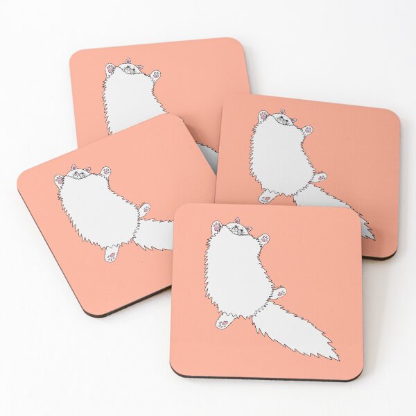 Item preview, Fluffy White Cat Stretch - canyon ridge color background designed and sold by EcoElsa.