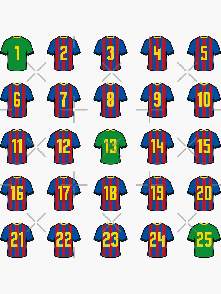 T-shirts with numbers of the Barcelona kit' Sticker by AdrianeroSR