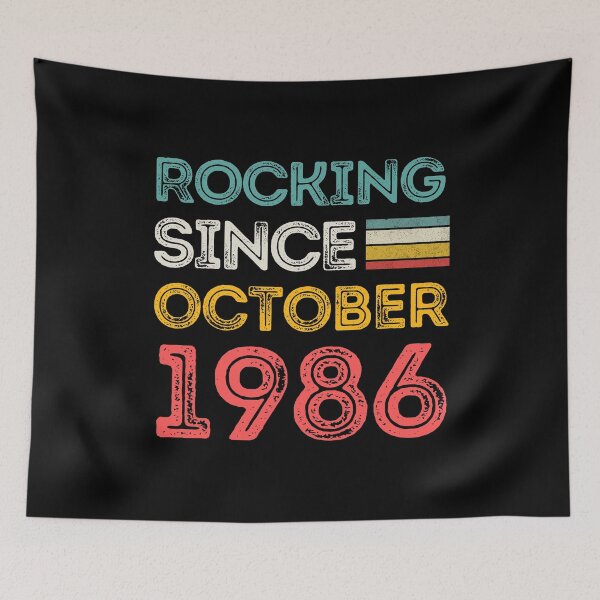 Item preview, Retro Rocking Since October 1986 For Birthday Month And Year As A October Birthday Quotes designed and sold by Funwithmusic.