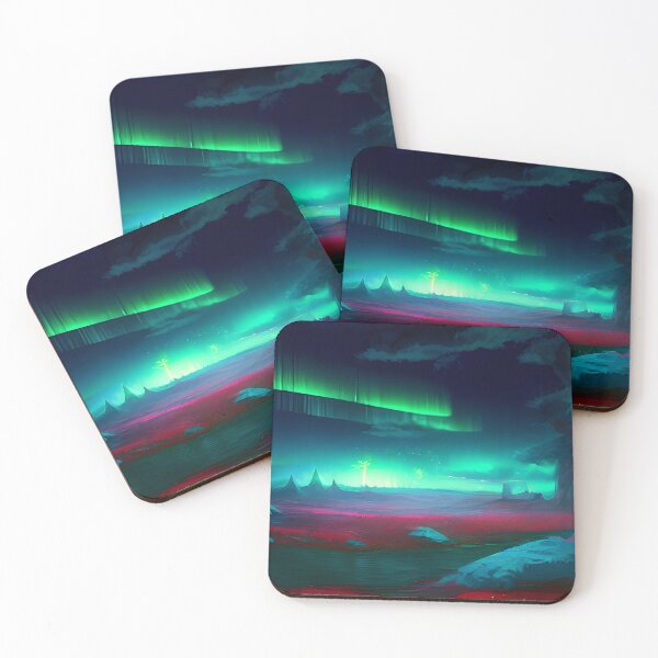 Item preview, aurora in the northern lands stunning view with mountains and lakes, nature painting #4 designed and sold by supeart.