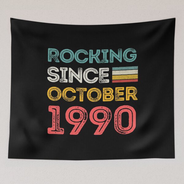 Item preview, Retro Rocking Since October 1990 For Birthday Month And Year As A October Birthday Quotes designed and sold by Funwithmusic.