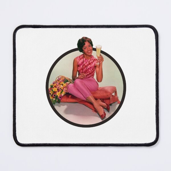 Item preview, Cheers! black circle and lady inviting us a drink! designed and sold by OptLuv.