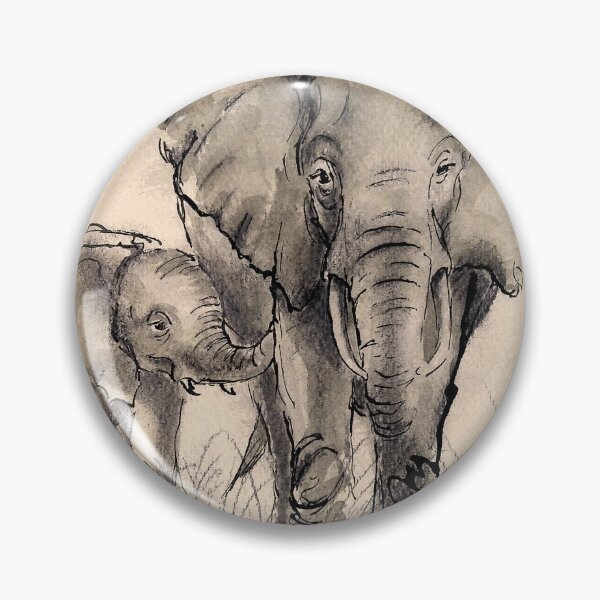 Item preview, Always Here for You - Elephant ink wash painting on watercolor paper designed and sold by Rebecca Rees.