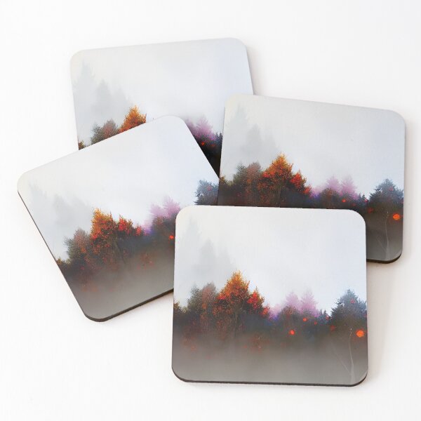 Item preview, pine trees in forest with mist, nature painting #4 designed and sold by supeart.