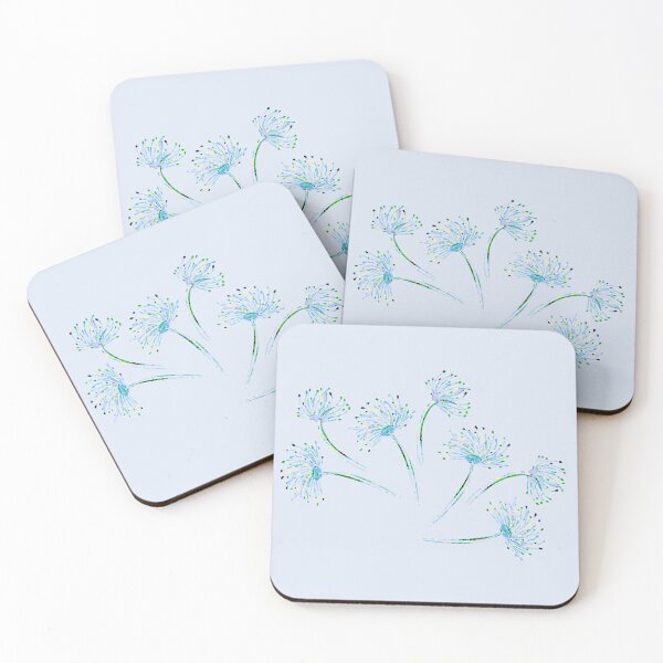 Item preview, Feathery Florals in blue, green and lilac designed and sold by DrawForth2020.