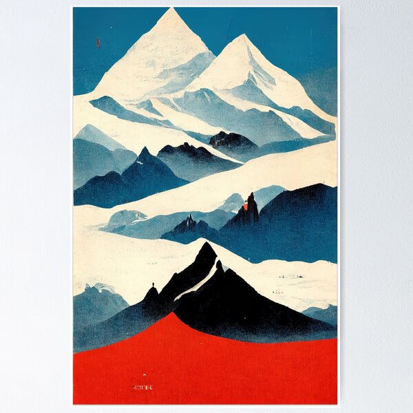 Item preview, Iuga Nivis - vintage graphic style mountain landscape designed and sold by NickMateo.