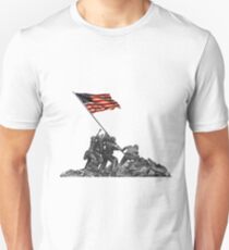 Soldiers Raising US Flag at Iwo Jima Slim Fit T-Shirt