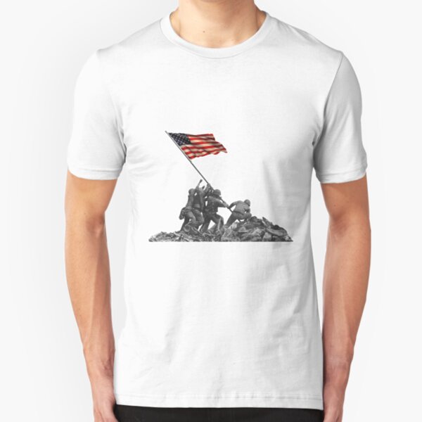 Soldiers Raising US Flag at Iwo Jima Slim Fit T-Shirt
