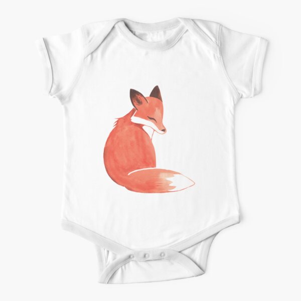 Watercolor Fox Short Sleeve Baby One-Piece
