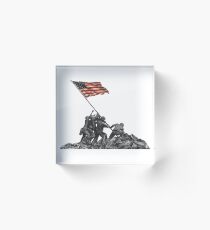 Bloque acrílico Soldados levantando la bandera de EE. UU. En Iwo Jima