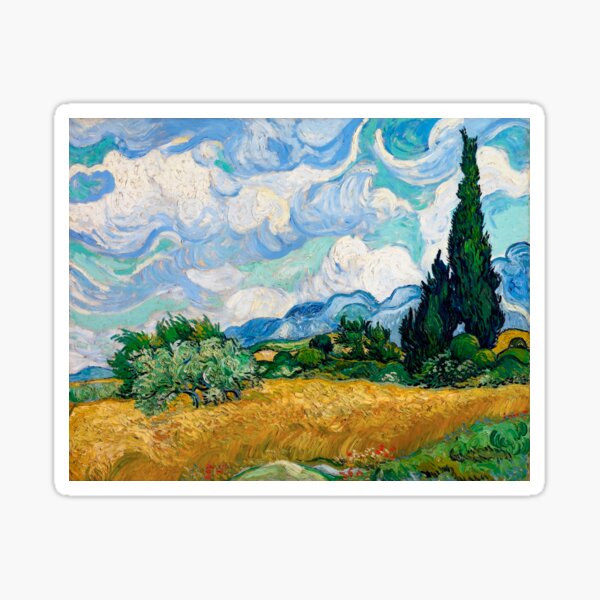 Vista previa del artículo con la obra «Campo de trigo con cipreses por Vincent van Gogh», diseñado y vendido por VintageArchive.
