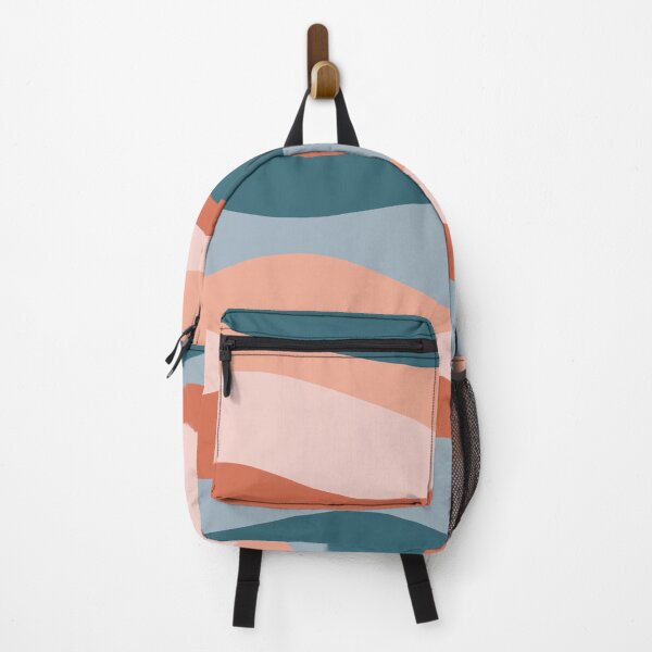 Item preview, Smooth Waves in Blue and Salmon - Soothing Abstract Stripe Pattern designed and sold by kierkegaard.