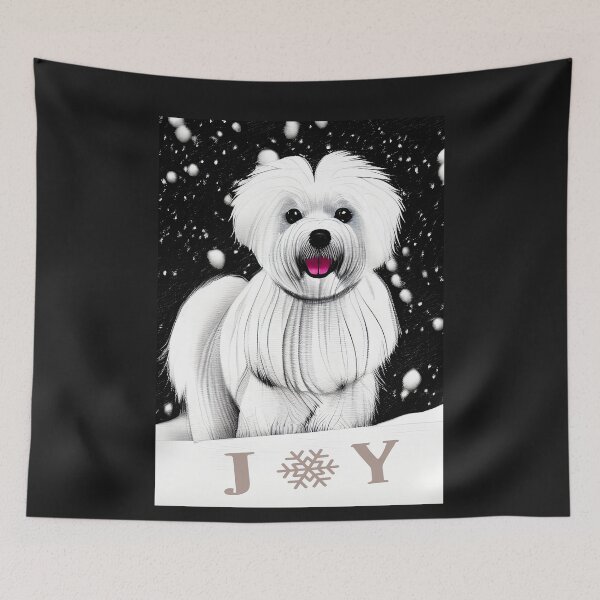 Item preview, Cute Maltese dog in the winter with text "JOY"/ Maltese dog lovers/ Christmas/New Year designed and sold by bubblylive.