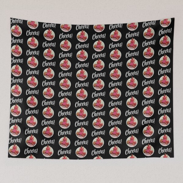 Item preview, Cheers!!! white circle and a lady inviting us a drink! designed and sold by OptLuv.