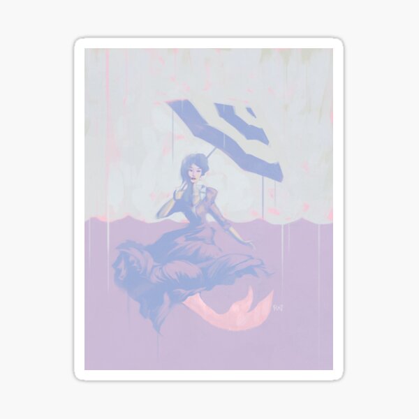 Mermaid girl with an umbrella painting Sticker