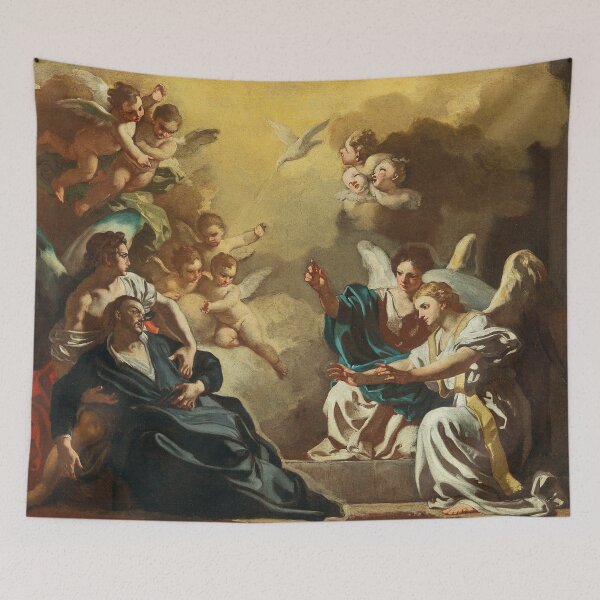 Item preview, Saint Philip Neri receiving the Holy Spirit in the Catacombs of Saint Sebastian | Francesco Solimena | 1710 Christian Art designed and sold by CJET.
