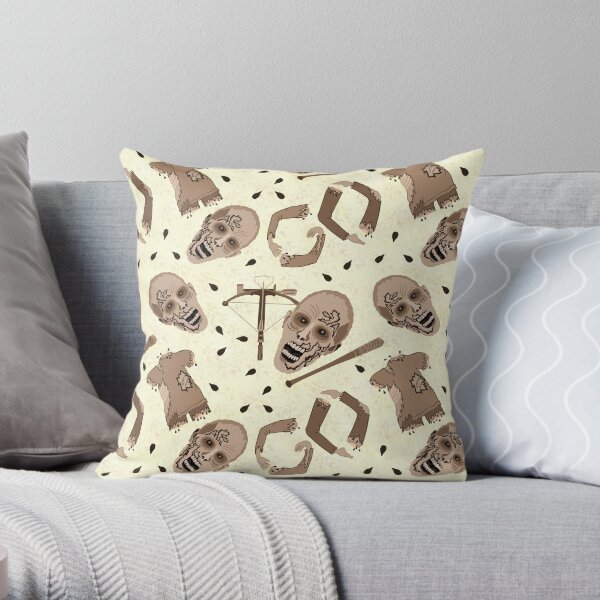 Zombies In Sepia Funny Horror Pattern Throw Pillow