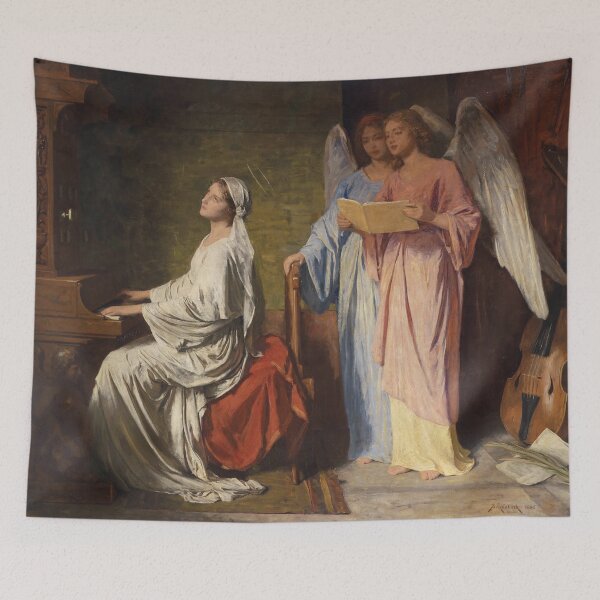 Item preview, Saint Cecilia Playing Accompanied by Angels | Simon Glucklich | 1886 Christian Art designed and sold by CJET.