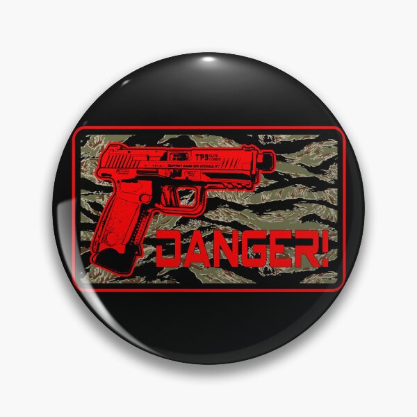 Item preview, Canik TP-9 TP9 Pistol 3D Retro Anime Gun - Warrior Operator - Badge Danger - Magnum PI Camo Tiger Stripes designed and sold by Warhawk Designs.