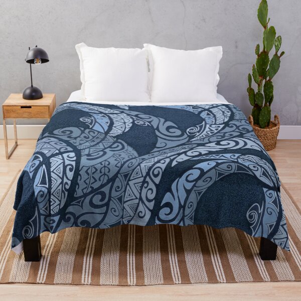 Vista previa del artículo con la obra «Tapa azul océano tradicional hawaiana», diseñado y vendido por J Marielle Designs.