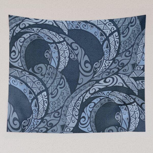 Item preview, Hawaiian Traditional Ocean Blue Tapa designed and sold by J Marielle Designs.