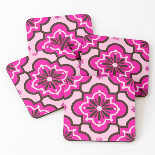 Item preview, Moroccan Tile Pattern, Fuchsia Pink and Black designed and sold by Marymarice.