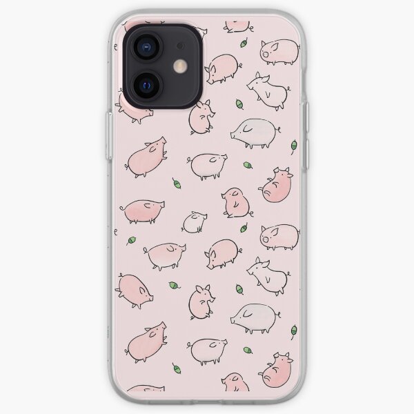 Pink Pigs with Green Acorns iPhone Soft Case