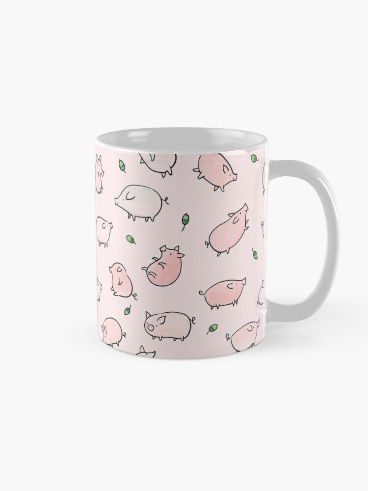 Alternate view of Pink Pigs with Green Acorns  Coffee Mug