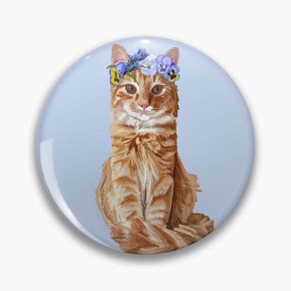 Item preview, Ginger Cat with Flower Crown designed and sold by DrawBotanical.