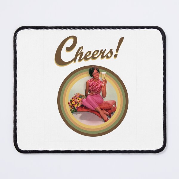 Item preview, Cheers!!! vintage style circle and a lady inviting us a drink! designed and sold by OptLuv.