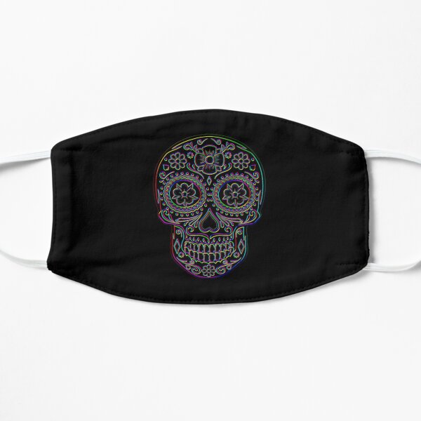 Colorful Day Of The Dead Skull Dia De Los Muertos Flat Mask