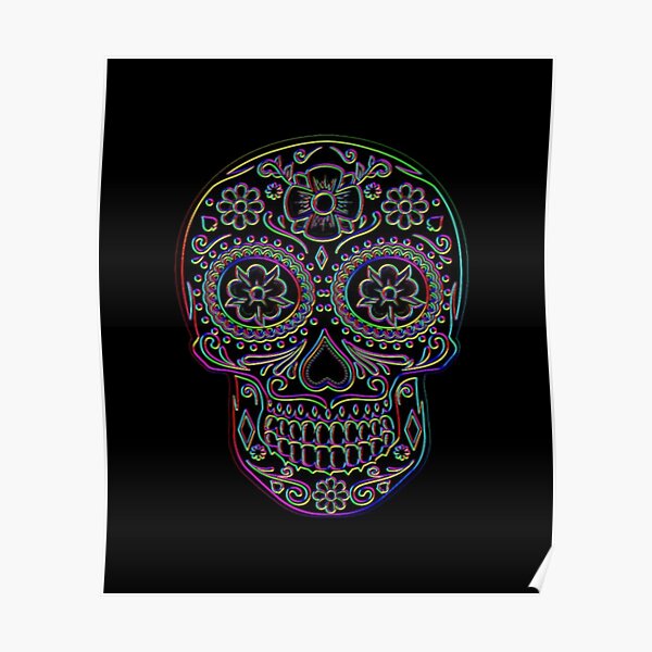 Colorful Day Of The Dead Skull Dia De Los Muertos Poster