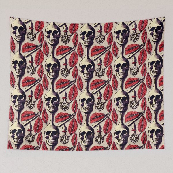 Item preview, Witchcraft feather and skull background designed and sold by JinxedMonster.
