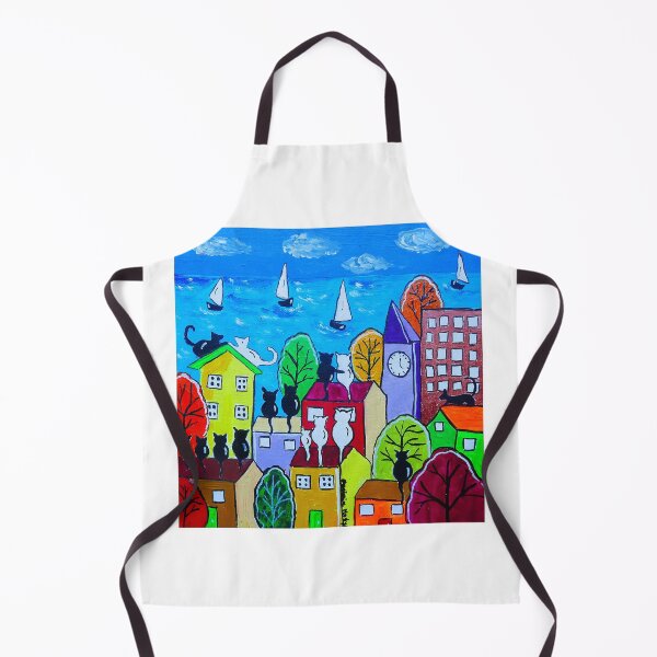 Item preview, Cats on colourful houses by the sea designed and sold by Casimirasart.