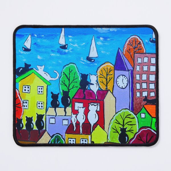 Item preview, Cats on colourful houses by the sea designed and sold by Casimirasart.