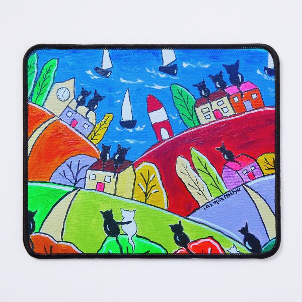 Item preview, cats on colourful houses watching the Sailing Boats designed and sold by Casimirasart.