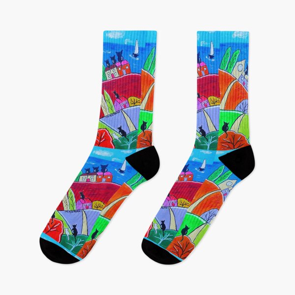 Item preview, cats on colourful houses watching the Sailing Boats designed and sold by Casimirasart.