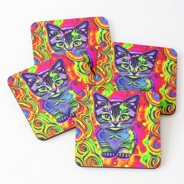 Item preview, Cute psychedelic kitty cat tye dye designed and sold by jwitk27.