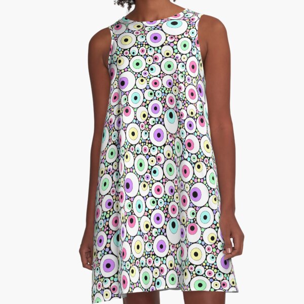 Candy Pastel Eyeball Pattern A-Line Dress