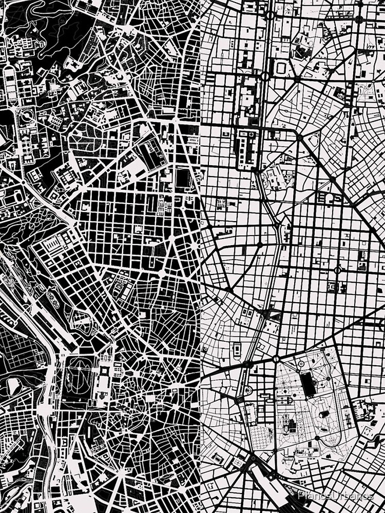 Madrid Stadtplan schwarz & weiß von PlanosUrbanos
