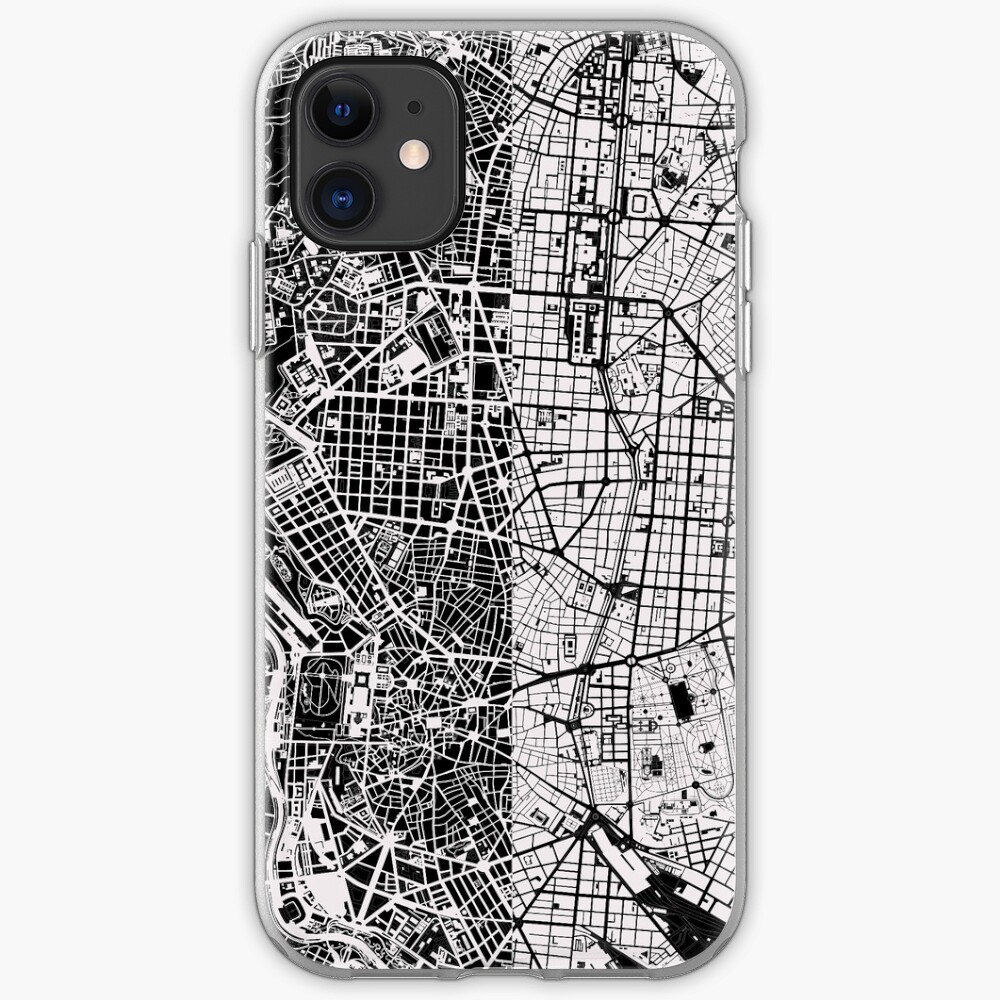 Madrid Stadtplan schwarz & weiß iPhone-Hülle & Cover