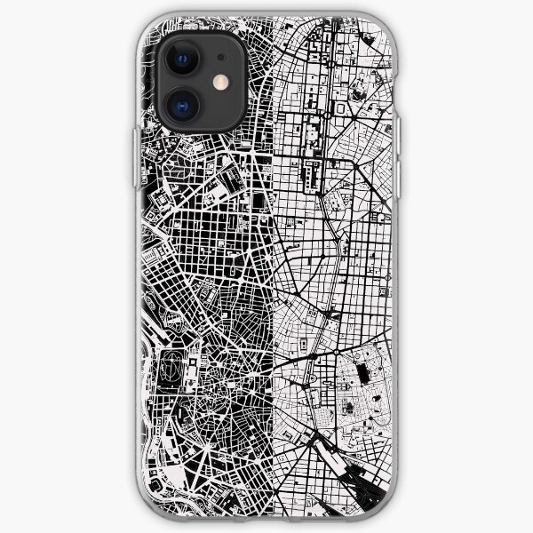 Madrid Stadtplan schwarz & weiß iPhone Flexible Hülle