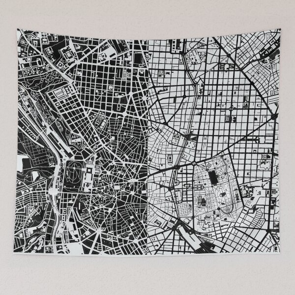 Item preview, Madrid city map black&white designed and sold by PlanosUrbanos.